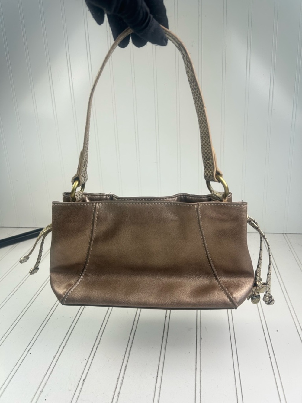 Liz Claiborne Vintage Beige Taupe Y2K Chic Snakeskin Small Shoulder Bag - Picture 4 of 11